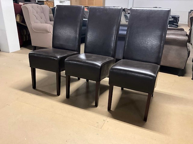 Lederen eetkamerstoel (3x) - afbeelding 3 van  9