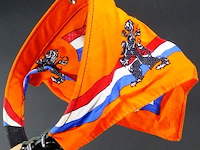 Lederen hondenhalsband met oranje slab - afbeelding 2 van  3