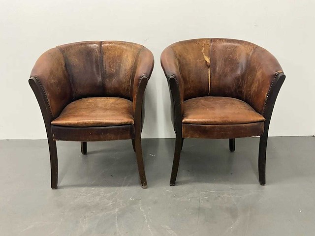 Lederen tubchair (2x) - afbeelding 2 van  8