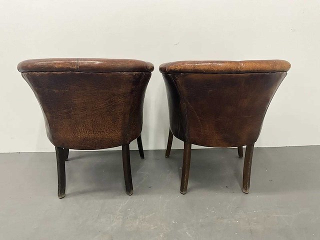 Lederen tubchair (2x) - afbeelding 2 van  9