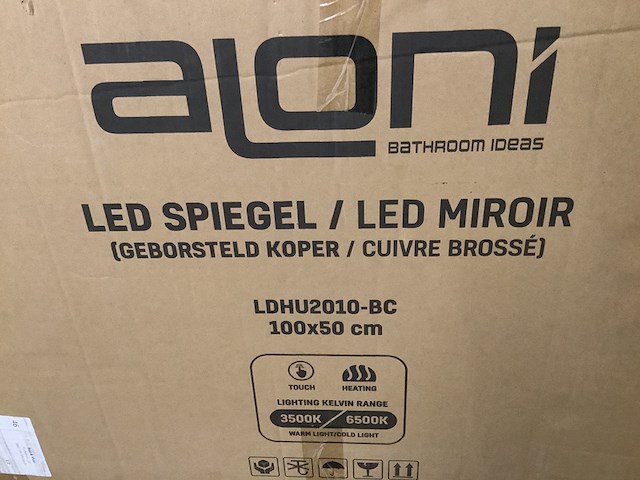 Ledspiegel 100 x 50 cm + verwarm en anti-condens aloni, ldhu2010bc, geborsteld koper - afbeelding 3 van  4