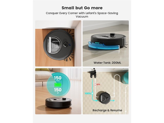 Lefant m330pro robotstofzuiger en vloerreinigingsrobot met mapping - afbeelding 2 van  7