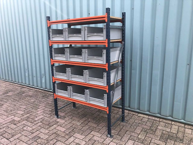 Legbordstelling incl 12 grote magazijnbakken. - afbeelding 1 van  3