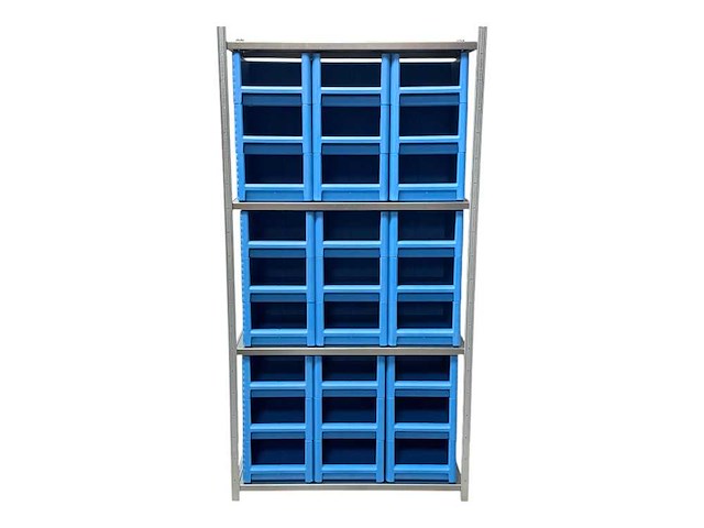 Legbordstelling incl 27 grote magazijnbakken. - afbeelding 1 van  1