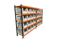 Legbordstelling incl 32 grote magazijnbakken. - afbeelding 3 van  4