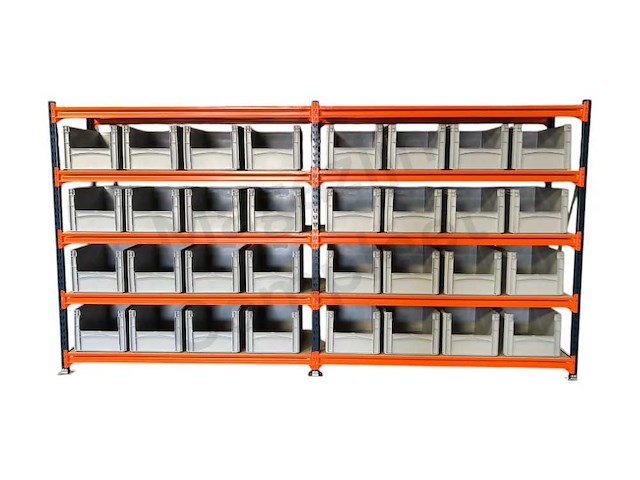 Legbordstelling incl 32 grote magazijnbakken. - afbeelding 1 van  1