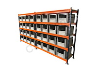 Legbordstelling incl 32 grote magazijnbakken. - afbeelding 2 van  4