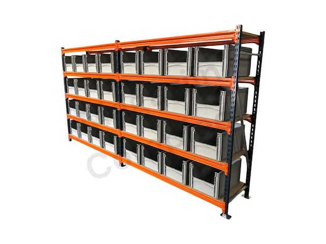 Legbordstelling incl 32 grote magazijnbakken. - afbeelding 2 van  4