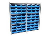 Legbordstelling incl 54 grote magazijnbakken. - afbeelding 3 van  5