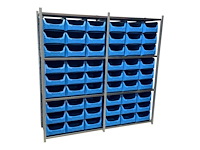 Legbordstelling incl 54 grote magazijnbakken. - afbeelding 1 van  5