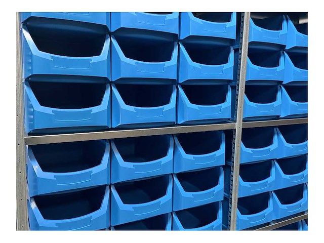 Legbordstelling incl 54 grote magazijnbakken. - afbeelding 1 van  5