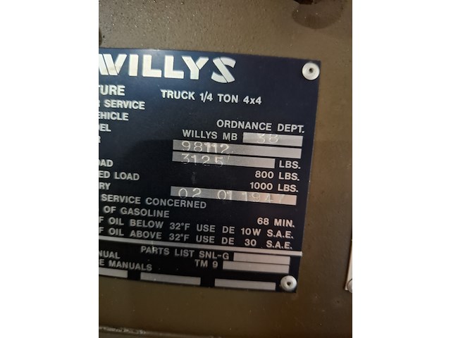 Legervoertuig jeep, willys, bouwjaar 1947 - afbeelding 9 van  30