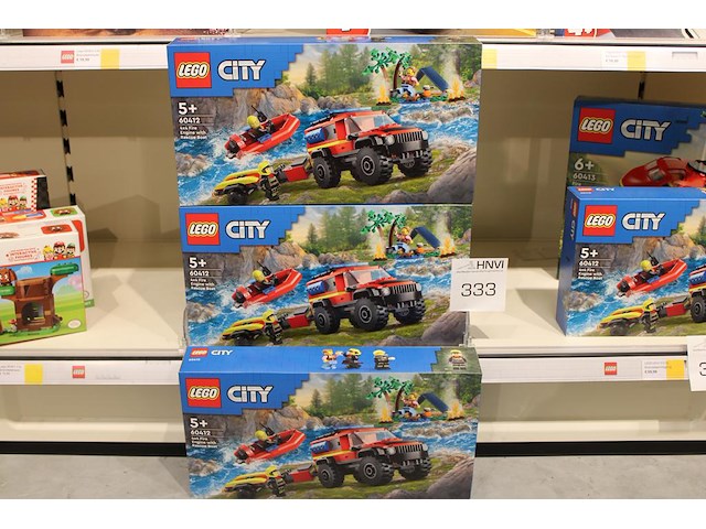 Lego city brandweerwagen met reddingsboot, 3 stuks. - afbeelding 1 van  1