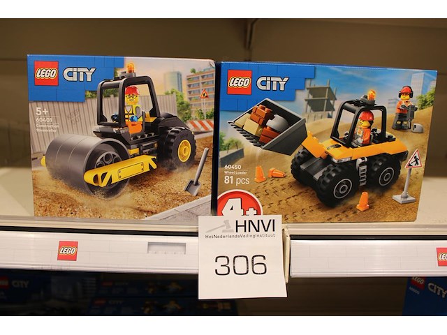 Lego city wegwerkvoertuigen, 2 stuks. - afbeelding 1 van  1