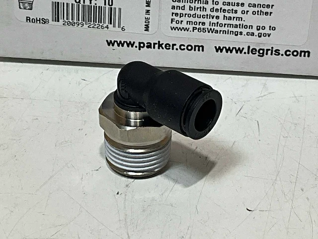 Legris 3109 60 22 push-to-connect tube fitting: male elbow, 1/2" thread, 3/8" od (40x) - afbeelding 3 van  3
