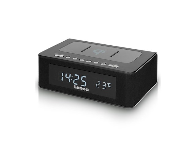 Lenco cr-580 klokradio met bluetooth qi draadloos laadstation nfc usb zwart - afbeelding 2 van  4