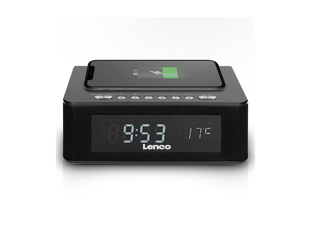 Lenco cr-580 klokradio met bluetooth qi draadloos laadstation nfc usb zwart - afbeelding 4 van  4