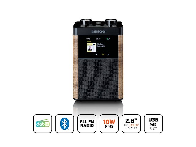 Lenco draagbare dab fm radio bluetooth 10w speaker zwart - afbeelding 3 van  4