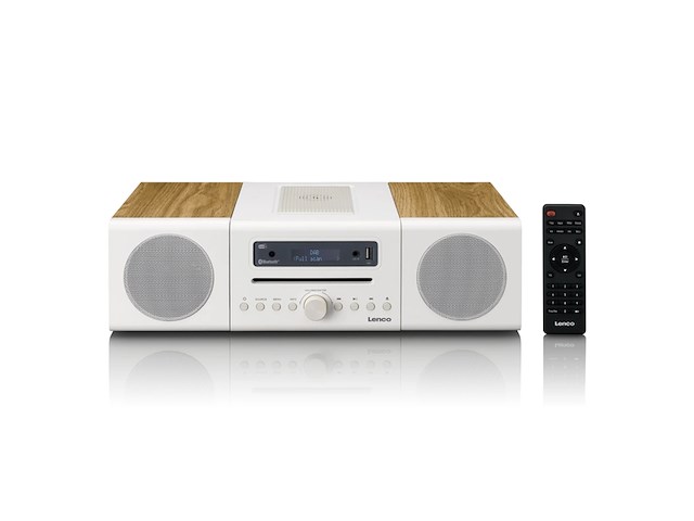 Lenco hifi stereosysteem met dab+/fmradio bluetooth cdspeler wit / hout - afbeelding 1 van  1