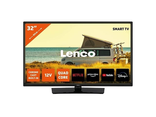 Lenco led3263bk 32 android smart tv met 12v auto adapter zwart - afbeelding 1 van  4