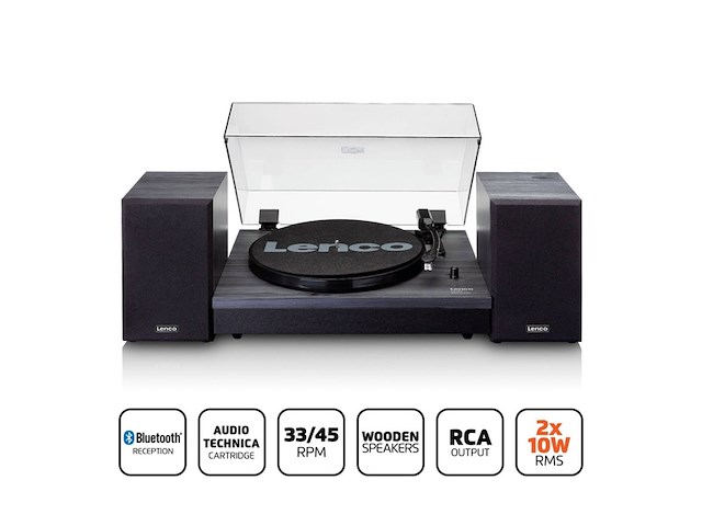 Lenco ls301bk platenspeler incl twee externe speakers zwart - afbeelding 3 van  5