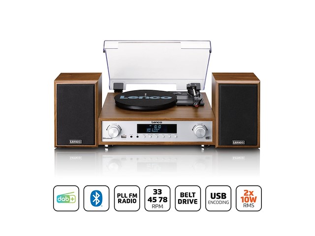 Lenco platenspeler stereoset met dab en bluetooth mc-160wd hout - afbeelding 2 van  3