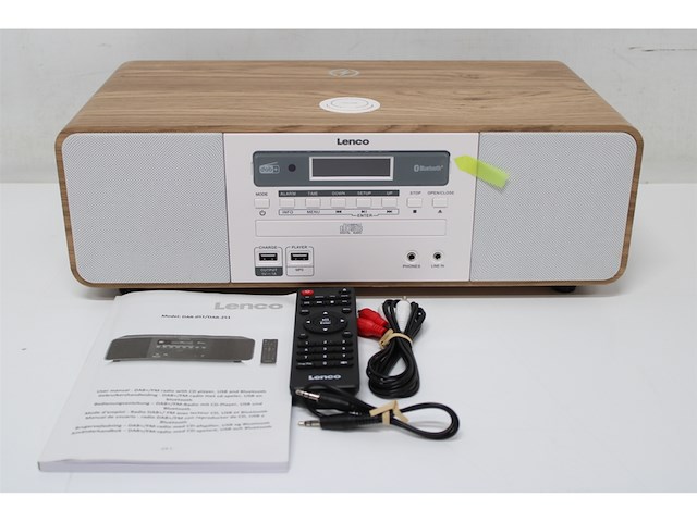 Lenco stereo dab+/fmradio cd 2 usb bluetooth hout/wit - afbeelding 2 van  3