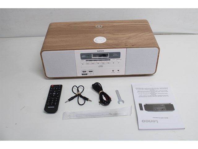Lenco stereo dab+/fmradio cd 2 usb bluetooth qi hout/wit - afbeelding 2 van  2