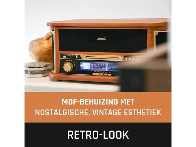 Lenco tcd-2551wd classic phono retro platenspeler hout - afbeelding 3 van  5