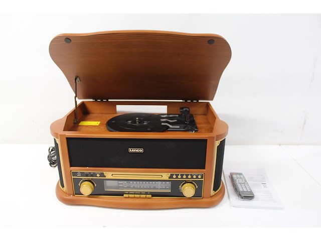 Lenco tcd-2551wd classic phono retro platenspeler hout - afbeelding 5 van  5