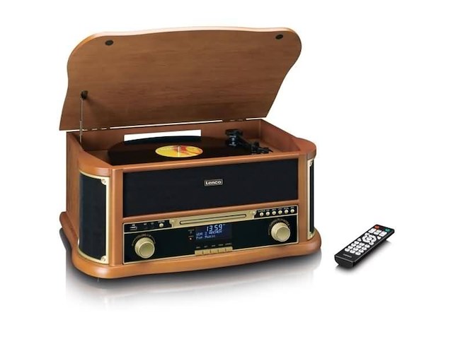Lenco tcd-2571 platenspeler voor grammofoonplaten dab+ radio cd-speler cassettedek hout - afbeelding 1 van  4