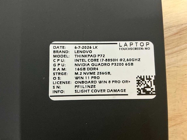Lenovo - thinkpad p72(i7) - laptop - afbeelding 9 van  9