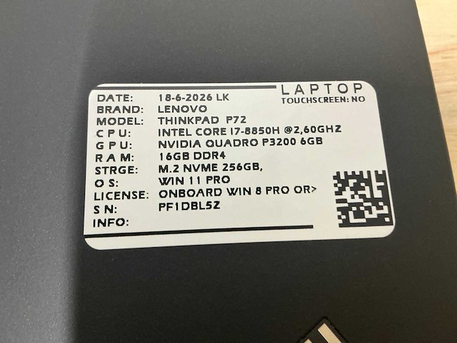 Lenovo - thinkpad p72(i7) - laptop - afbeelding 8 van  8
