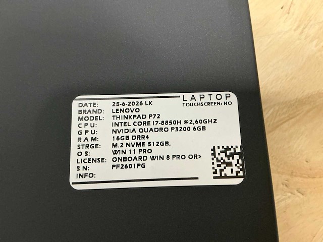 Lenovo - thinkpad p72(i7) - laptop - afbeelding 2 van  2