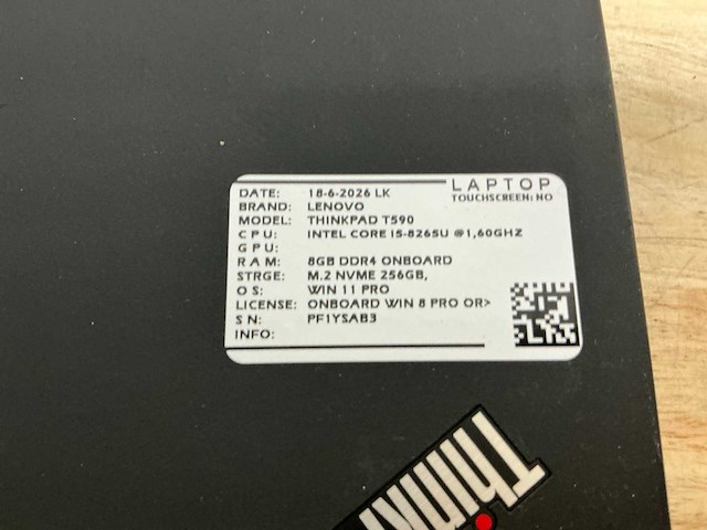 Lenovo - thinkpad t590 - laptop (4x) - afbeelding 2 van  11