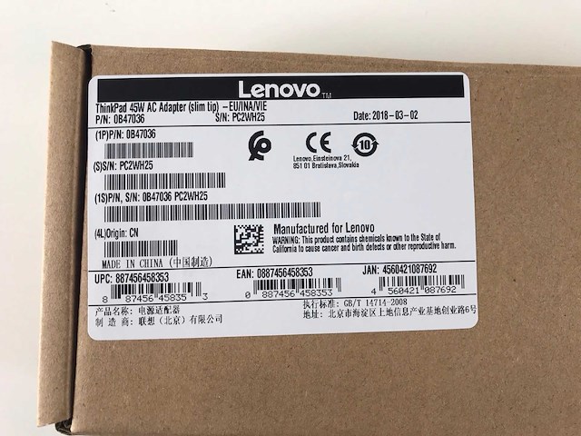 Lenovo (0b47036) thinkpad 45w with slim tip ac adapters (new) (24x) - afbeelding 7 van  7
