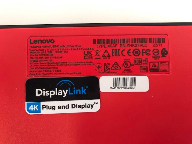 Lenovo (dud9011d1) thinkpad hybrid usb-c with usb-a docking stations (2x) - afbeelding 8 van  8