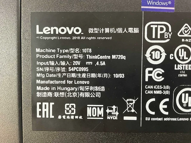 Lenovo m720q, core(tm) i5 9th gen, 16 gb ram, 256 gb ssd desktops (2x) - afbeelding 6 van  7