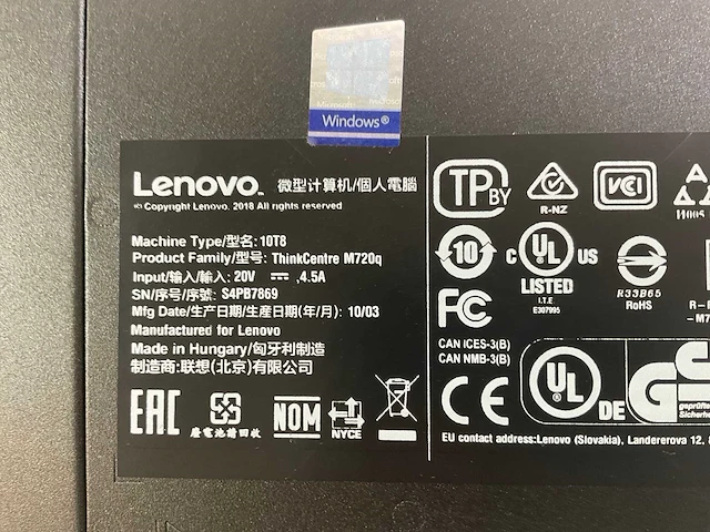 Lenovo m720q, core(tm) i5 9th gen, 16 gb ram, 256 gb ssd desktops (2x) - afbeelding 6 van  6