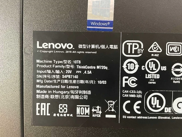 Lenovo m720q, core(tm) i5 9th gen, 16 gb ram, 256 gb ssd desktops (2x) - afbeelding 4 van  5
