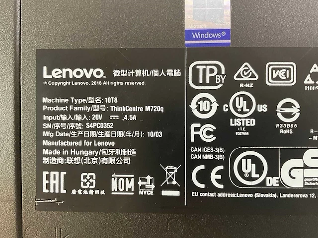 Lenovo m720q, core(tm) i5 9th gen, 16 gb ram, 256 gb ssd desktops (2x) - afbeelding 5 van  5