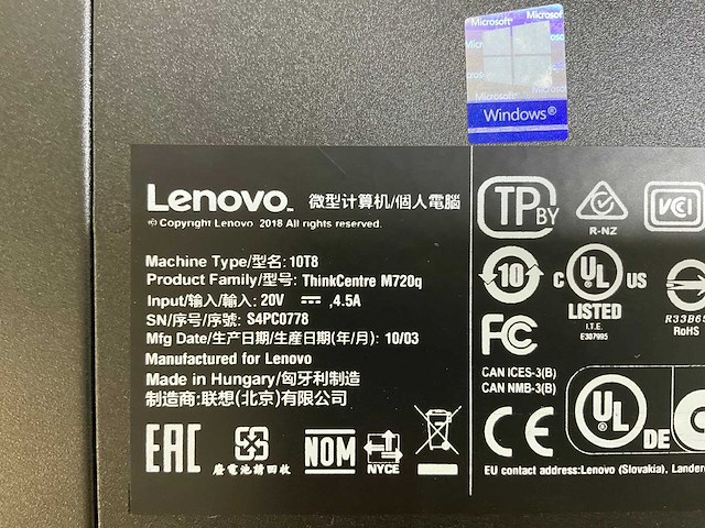 Lenovo m720q, core(tm) i5 9th gen, 16 gb ram (2x8gb), 256 gb ssd mini desktops (2x) - afbeelding 6 van  7