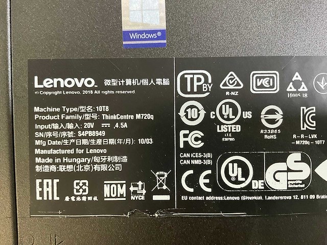 Lenovo m720q, core(tm) i5 9th gen, 16 gb ram (2x8gb), 256 gb ssd mini desktops (2x) - afbeelding 7 van  7
