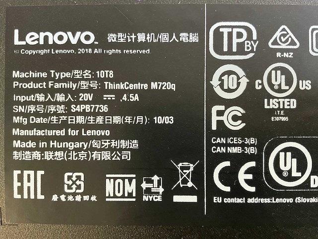 Lenovo m720q, core(tm) i5 9th gen, 16 gb ram (2x8gb), 256 gb ssd mini desktops (2x) - afbeelding 7 van  7