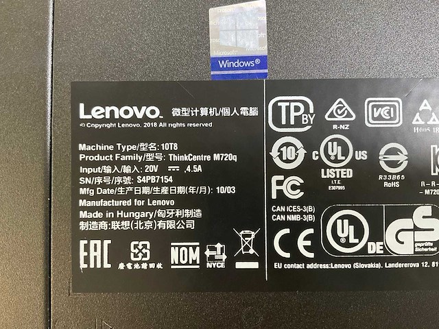 Lenovo m720q, core(tm) i5 9th gen, 16 gb ram (2x8gb), 256 gb ssd mini desktops (2x) - afbeelding 4 van  5