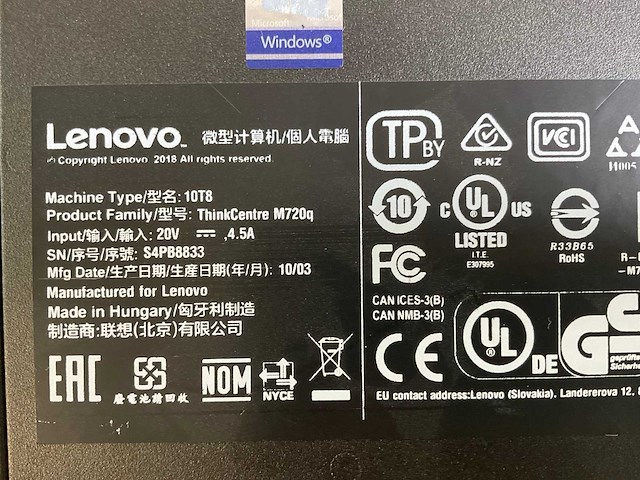 Lenovo m720q, core(tm) i5 9th gen, 16 gb ram (2x8gb), 256 gb ssd mini desktops (2x) - afbeelding 5 van  5