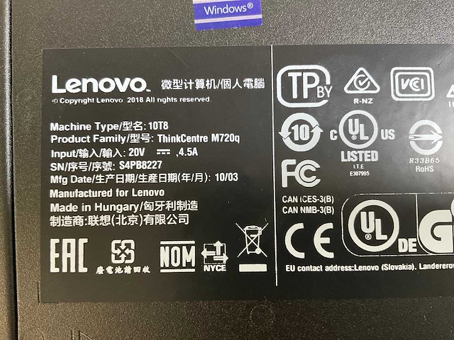 Lenovo m720q, core(tm) i5 9th gen, 16 gb ram (2x8gb), 256 gb ssd mini desktops (2x) - afbeelding 6 van  7