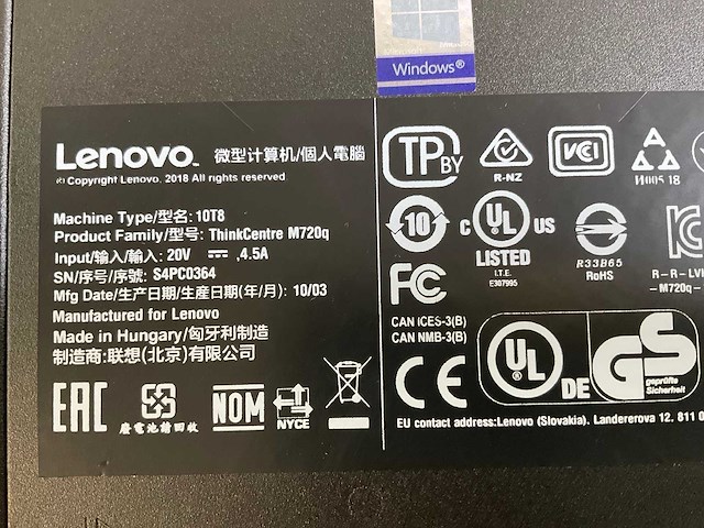 Lenovo m720q, core(tm) i5 9th gen, 16 gb ram (2x8gb), 256 gb ssd mini desktops (2x) - afbeelding 7 van  7