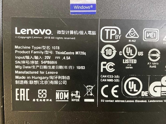 Lenovo m720q, core(tm) i5 9th gen, 16 gb ram (2x8gb), 256 gb ssd mini desktops (2x) - afbeelding 6 van  7