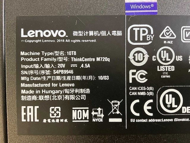 Lenovo m720q, core(tm) i5 9th gen, 16 gb ram (2x8gb), 256 gb ssd mini desktops (2x) - afbeelding 7 van  7